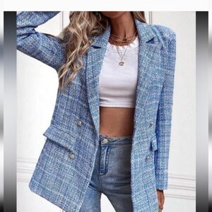 NWOT Blue Tweed Women's Jacket Size S